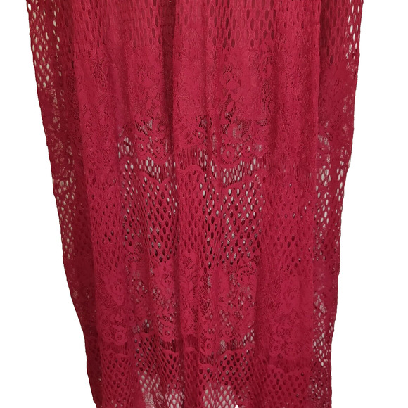 NWT Burgundy Crochet & Lace Maxi Dress M ALTAR'D STATE Bohemian BOHO Boutique - Picture 5 of 16
